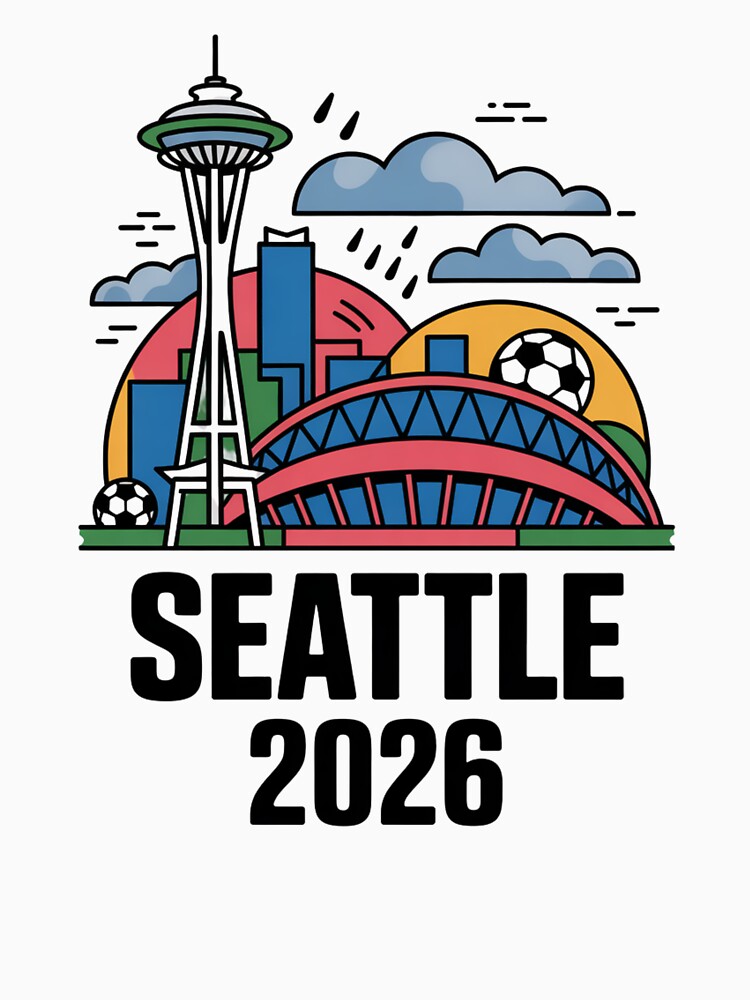 Seattle 2026  Space Needle Stadium Skyline T-Shirt V10 by DarylWelsh2024