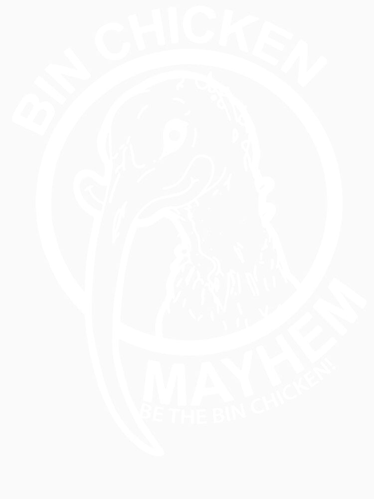 Bin Chicken Mayhem Logo White by youta-sam