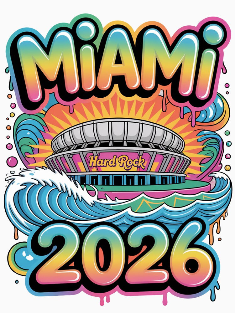 Miami 2026 Ocean Wave Football T-Shirt V3 by DarylWelsh2024