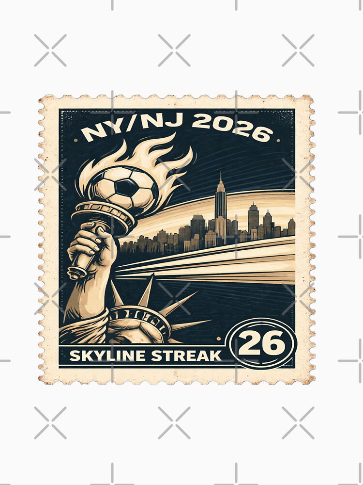 Vintage NY/NJ 2026 - Skyline Streak Abstract Postage Stamp 2 by RDcollections