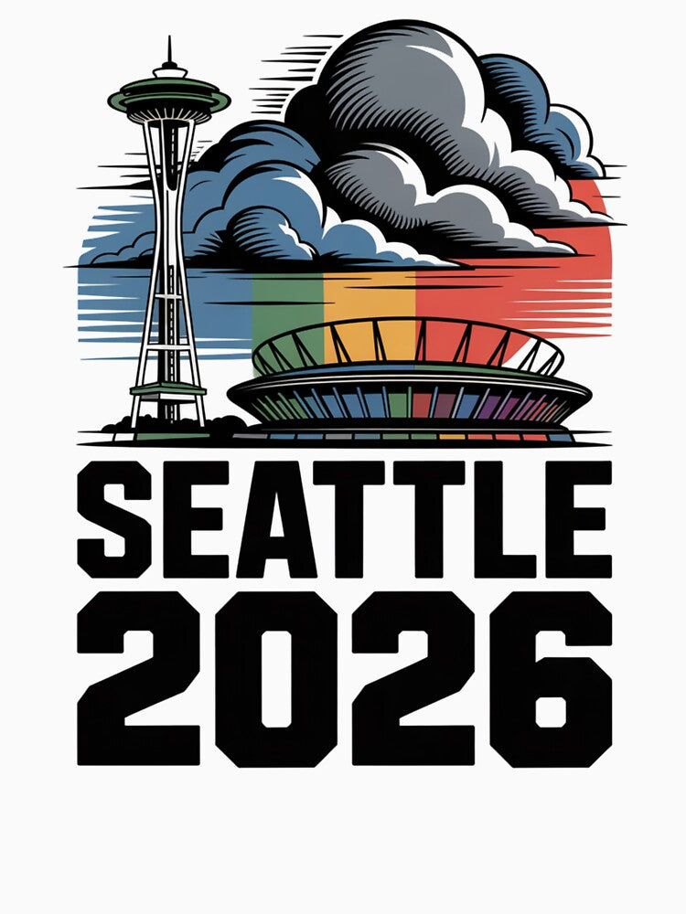 Seattle 2026  Space Needle Stadium Skyline T-Shirt V1 by DarylWelsh2024