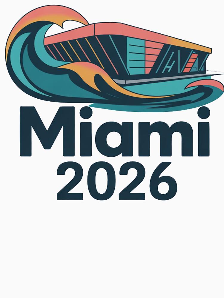 Miami 2026 Ocean Wave Football T-Shirt V14 by DarylWelsh2024