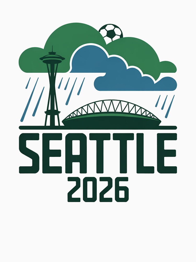 Seattle 2026  Space Needle Stadium Skyline T-Shirt V20 by DarylWelsh2024