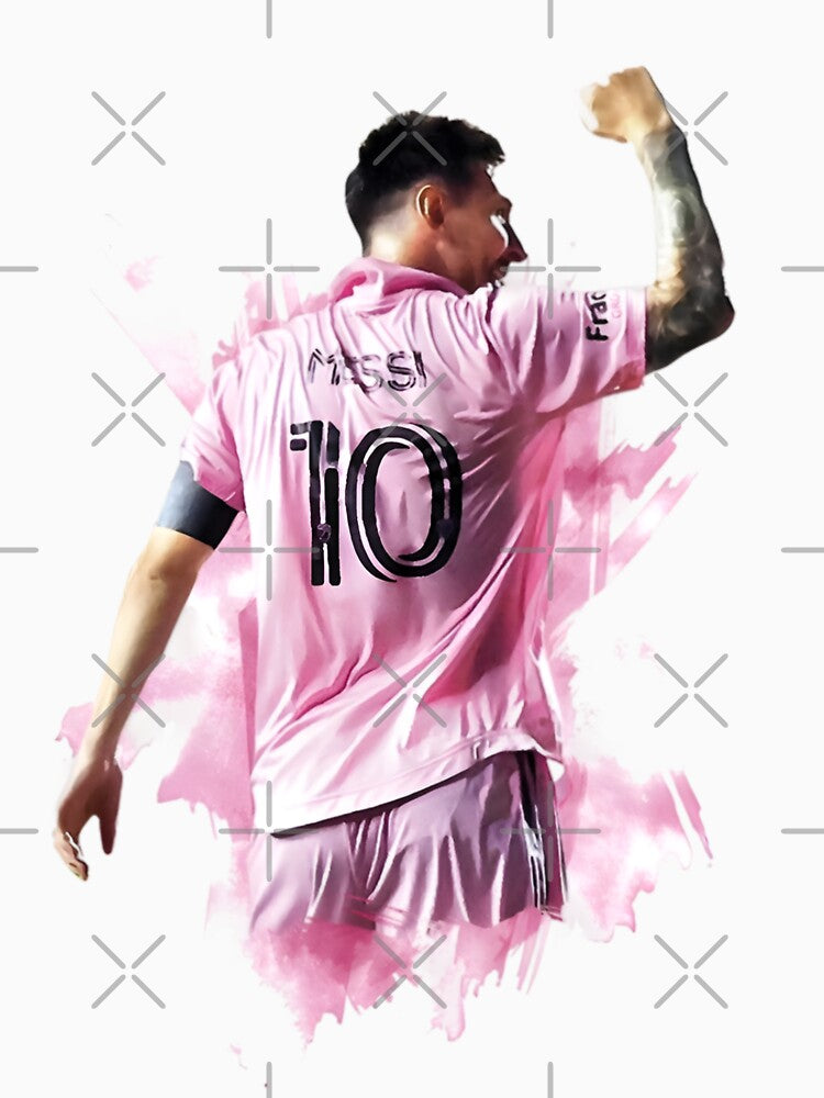 Messi Inter Miami Celebration Art – Football Legend in Pink Jersey by robyclub