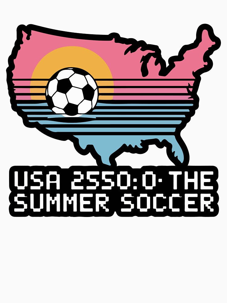 Retro Vaporwave USA Soccer 2026 Map Summer of Football by PixelWaveBD