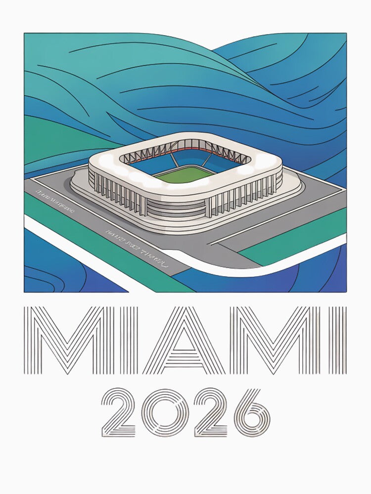Miami 2026 Ocean Wave Football T-Shirt V8 by DarylWelsh2024