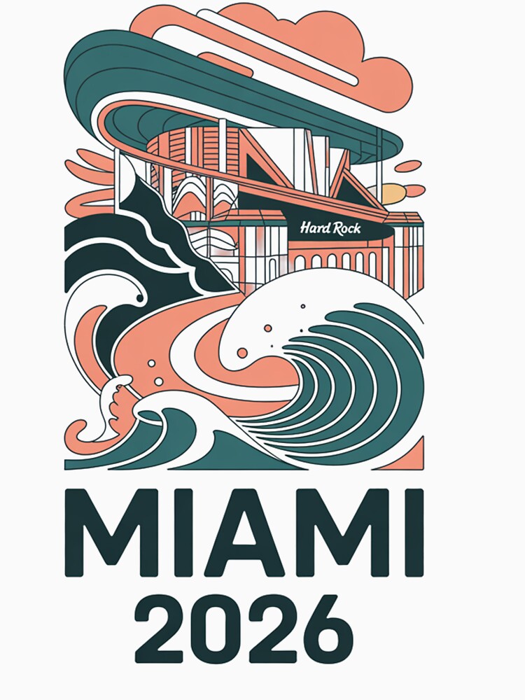 Miami 2026 Ocean Wave Football T-Shirt V12 by DarylWelsh2024