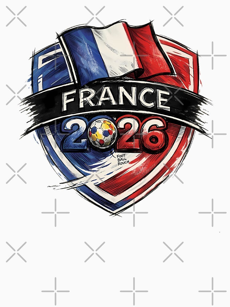 France 2026 Football Crest Soccer Shield Hand-Drawn Emblem by Ayiyi Shop