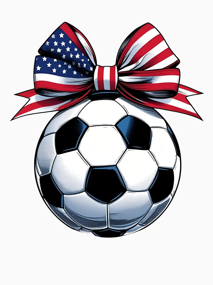 Patriotic Soccer Ball with American Flag Bow – USA Soccer Fan Coquette Bow by gillys