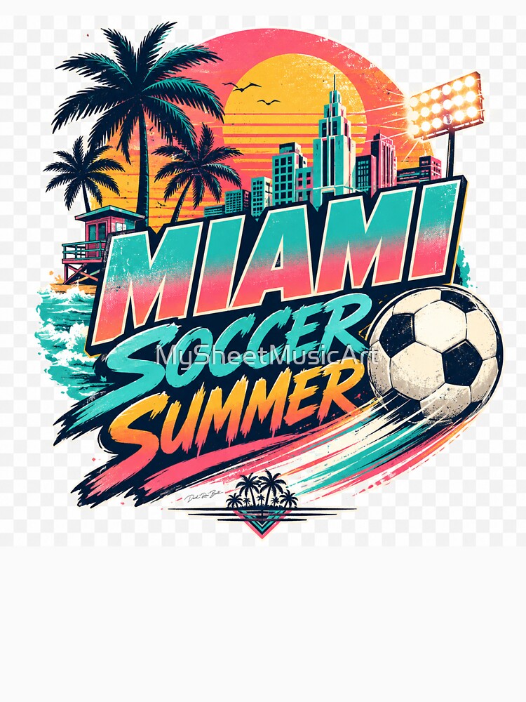 Miami Soccer Summer – Retro Beach Match Day Design by MySheetMusicArt