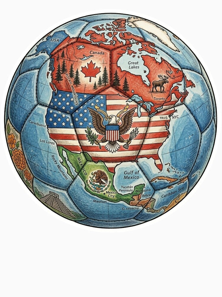 North America Map Soccer Ball – Canada USA Mexico Football Design by droidtech