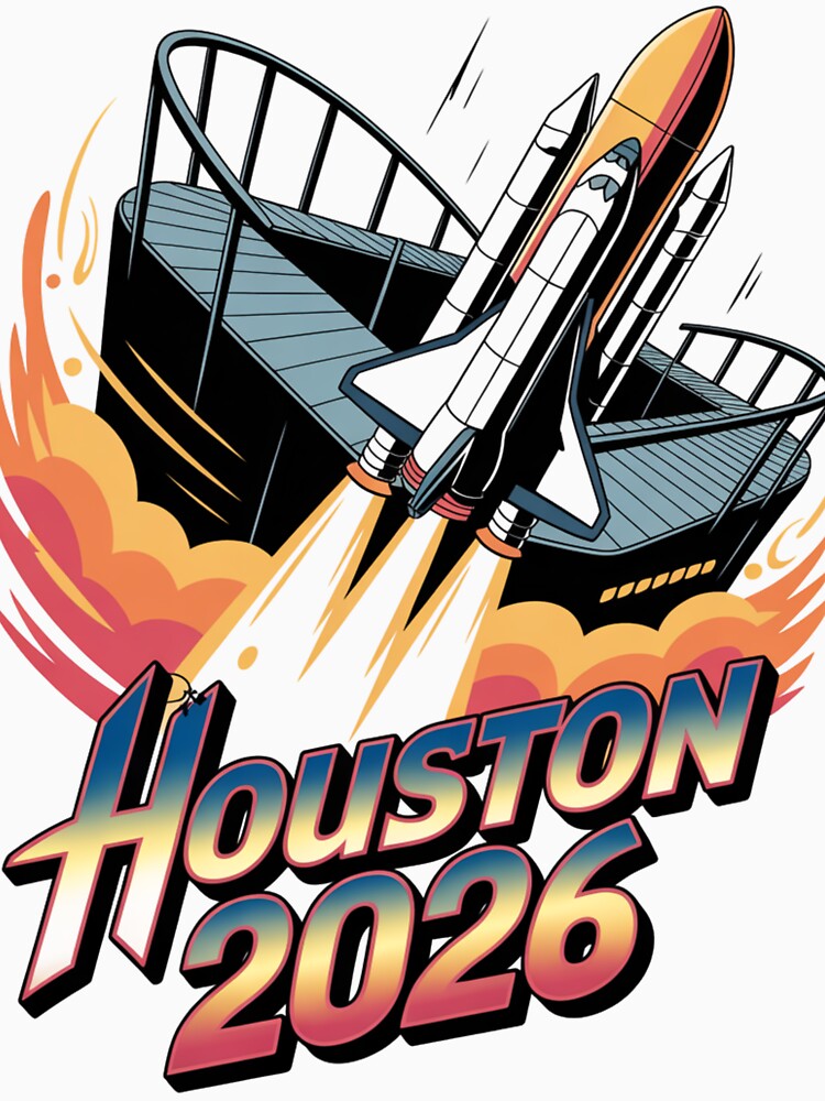 Houston 2026 Space Shuttle Football T-Shirt V19 by DarylWelsh2024