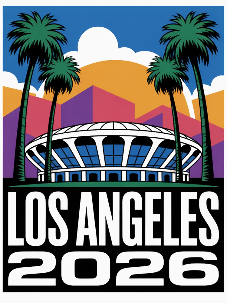 Los Angeles 2026 Palm Tree Sunset T-Shirt V2 by DarylWelsh2024