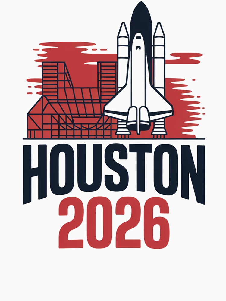 Houston 2026 Space Shuttle Football T-Shirt V7 by DarylWelsh2024