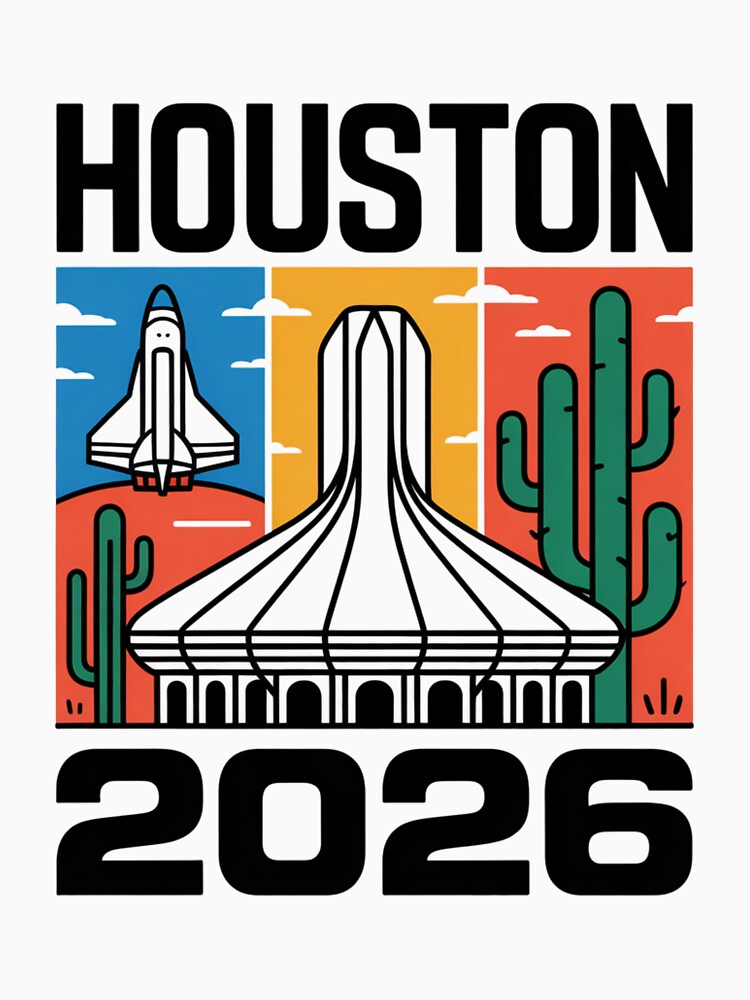 Houston 2026 Space Shuttle Football T-Shirt V23 by DarylWelsh2024