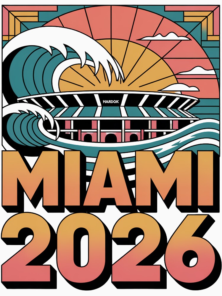 Miami 2026 Ocean Wave Football T-Shirt V20 by DarylWelsh2024