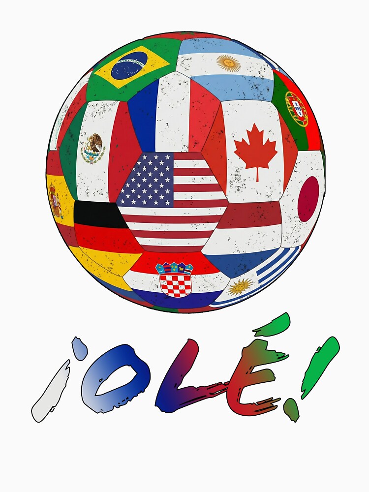 Global Football Nations Ole! T-shirt - International Flag Soccer Ball by Deadpan Design Syndicate