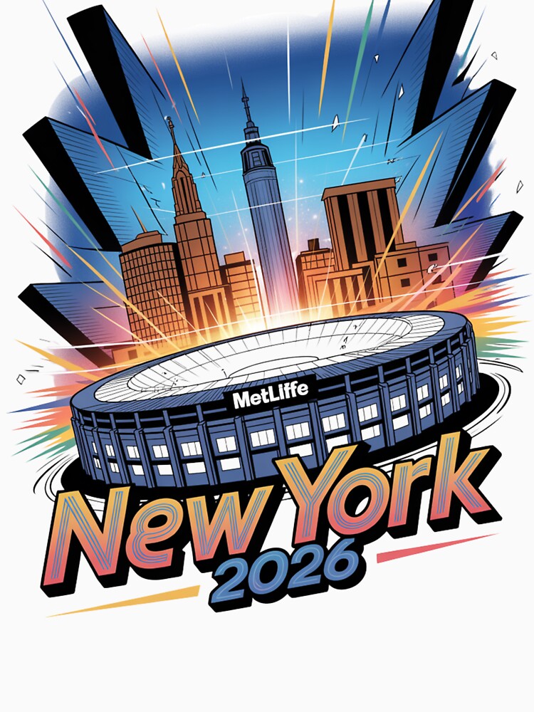 New York 2026 MetLife Stadium Skyline T-Shirt V12 by DarylWelsh2024