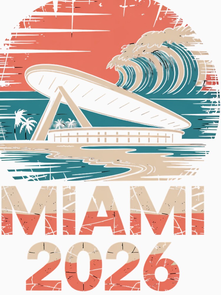 Miami 2026 Ocean Wave Football T-Shirt V15 by DarylWelsh2024