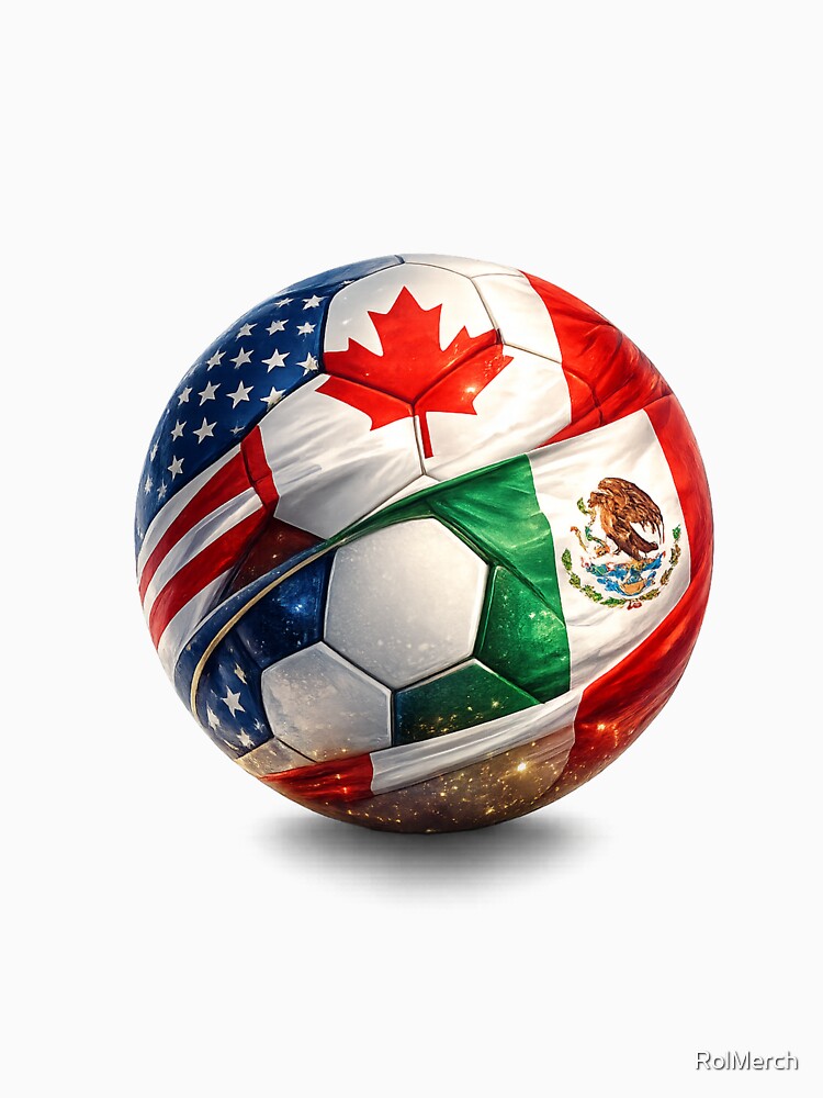 Soccer Ball with USA Canada Mexico Flags – 2026 Fan Design by RolMerch