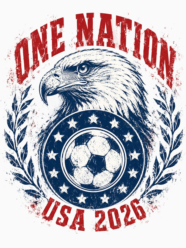 ONE NATION USA 2026 World Cup Soccer T-Shirt by KickoffStudio