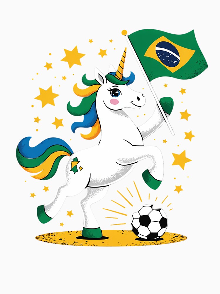 Brazil Flag Unicorn Football Soccer Fan by petrichorsworld