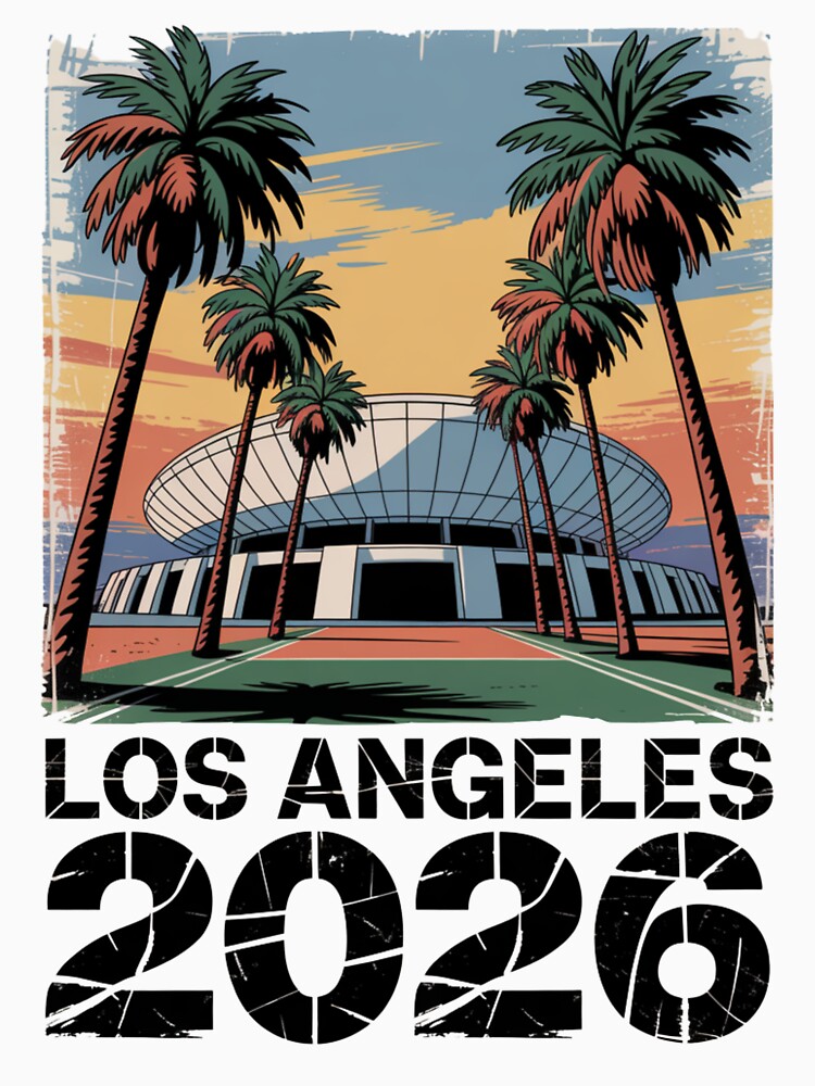 Los Angeles 2026 Palm Tree Sunset T-Shirt V5 by DarylWelsh2024