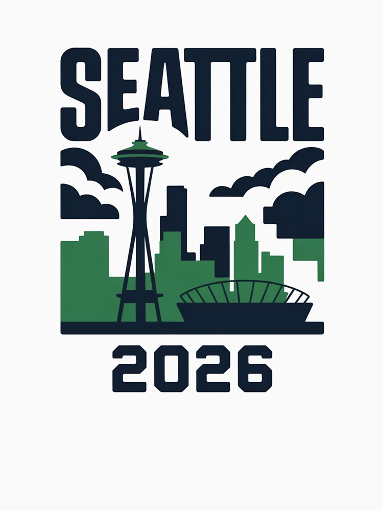 Seattle 2026  Space Needle Stadium Skyline T-Shirt V22 by DarylWelsh2024