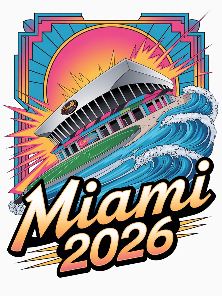 Miami 2026 Ocean Wave Football T-Shirt V16 by DarylWelsh2024
