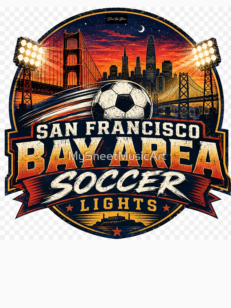 San Francisco Bay Area Soccer Lights – Retro Match Day Design by MySheetMusicArt