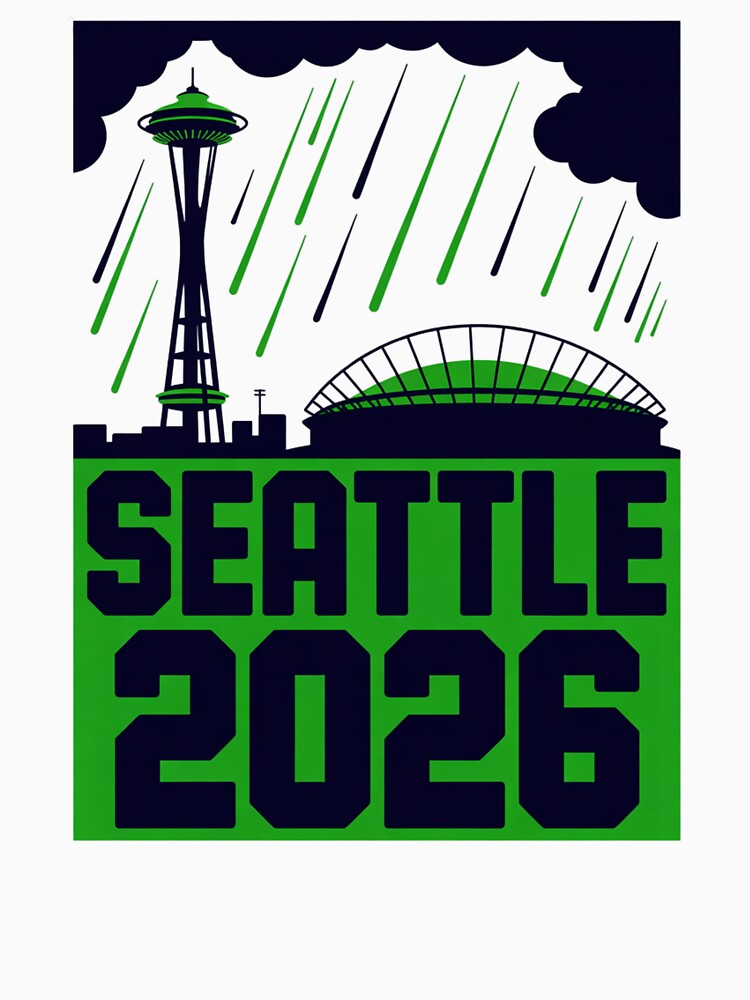 Seattle 2026  Space Needle Stadium Skyline T-Shirt V23 by DarylWelsh2024