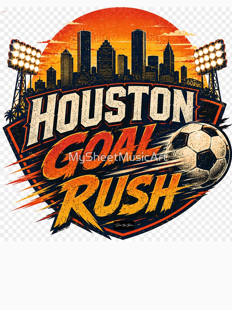 Houston Goal Rush – Retro Soccer Fan Design by MySheetMusicArt