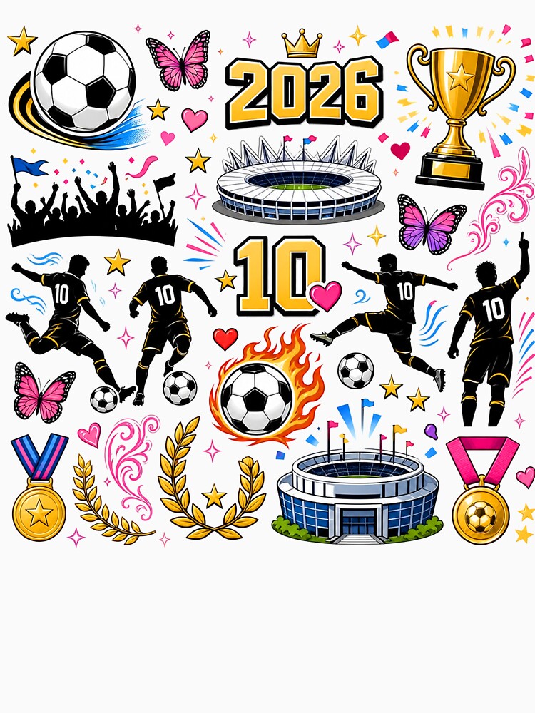 Football 2026 Sticker Sheet | Cute Soccer Icons Design by Verycutethings