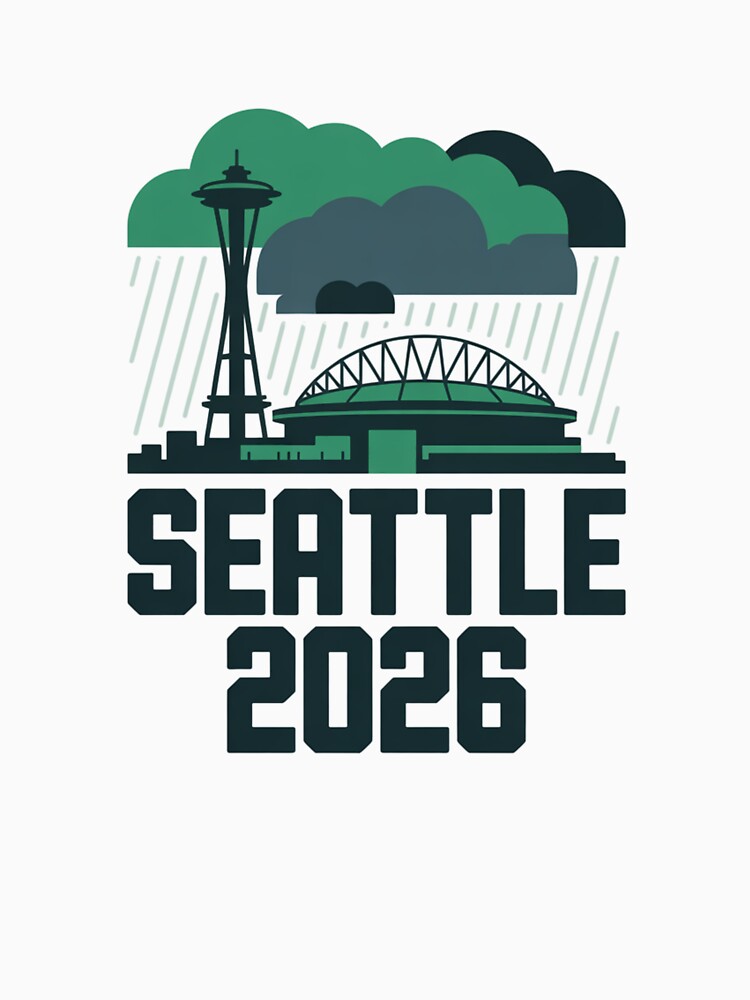 Seattle 2026  Space Needle Stadium Skyline T-Shirt V12 by DarylWelsh2024