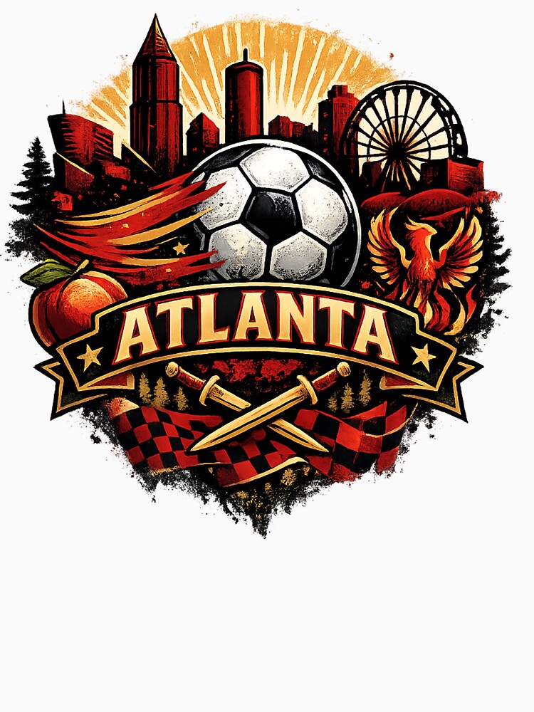 Atlanta Football Crest Style Design – City Skyline Soccer Graphic, Phoenix Sports Fan Artwork, Red Black Supporter Design by GarnerSupplyCo