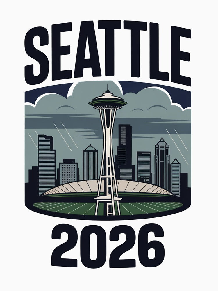 Seattle 2026  Space Needle Stadium Skyline T-Shirt V14 by DarylWelsh2024