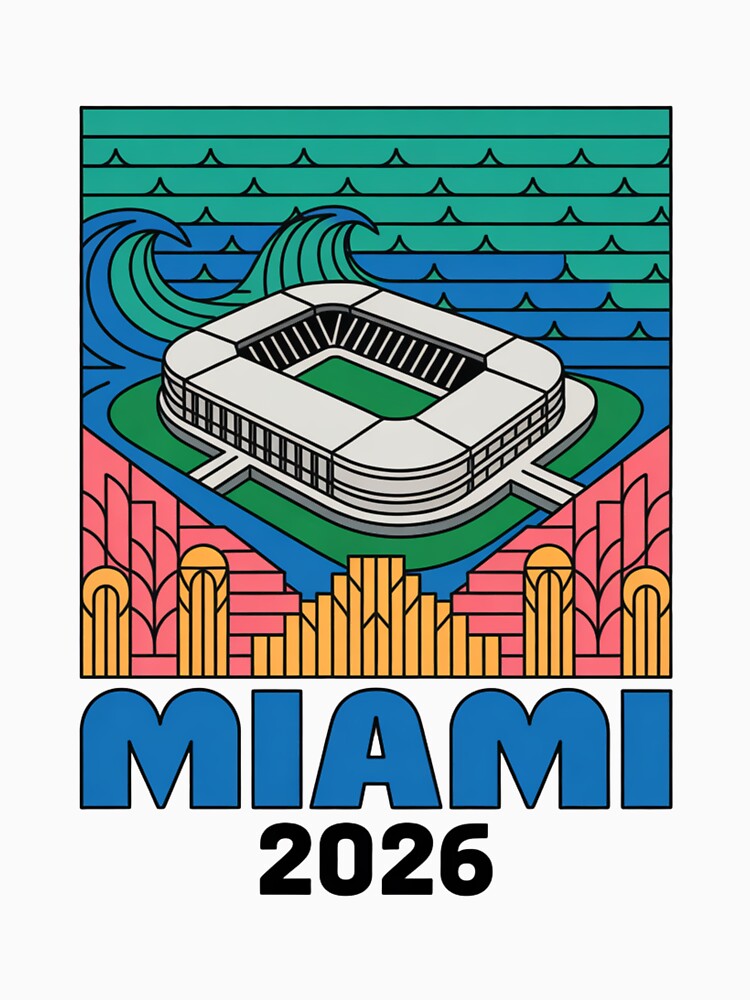 Miami 2026 Ocean Wave Football T-Shirt V2 by DarylWelsh2024