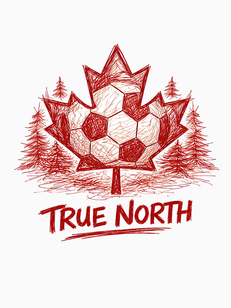 Canada Soccer 2026 Vintage Doodle - True North Maple Leaf Sketch by Tee Nook