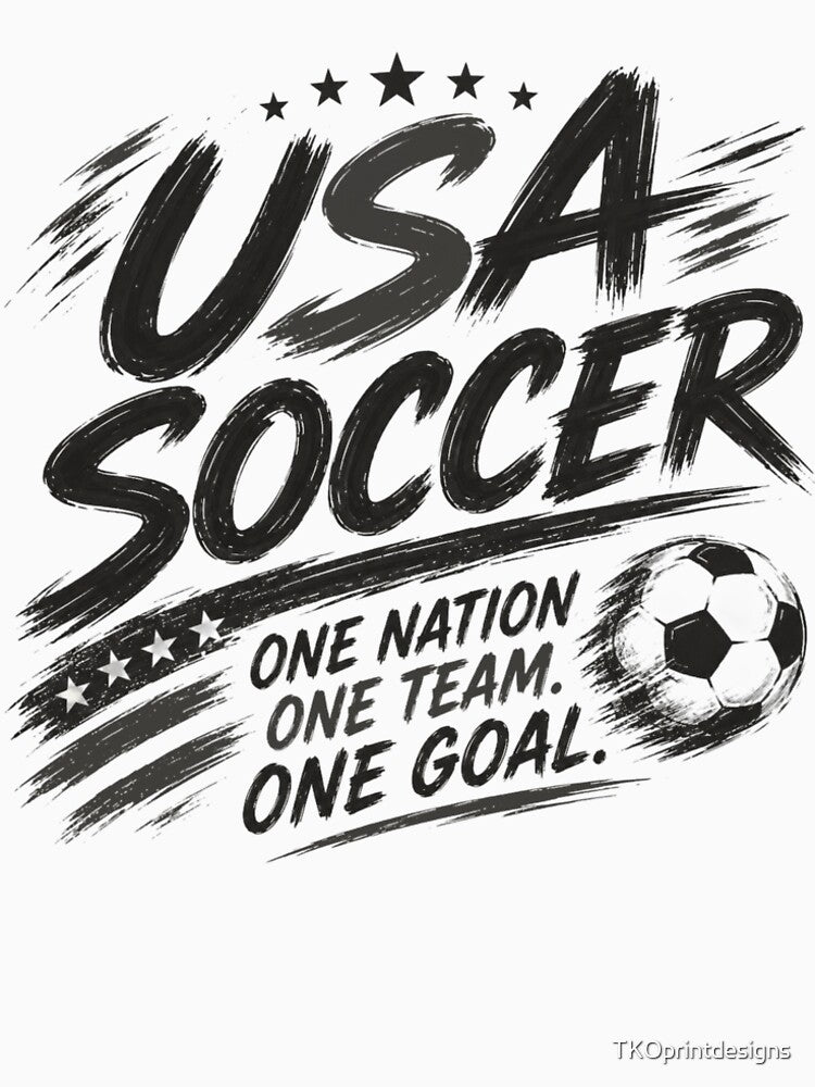 USA Soccer Black White Typography Design | American Football Fan Artwork by TKOprintdesigns