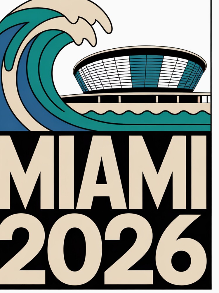 Miami 2026 Ocean Wave Football T-Shirt V21 by DarylWelsh2024