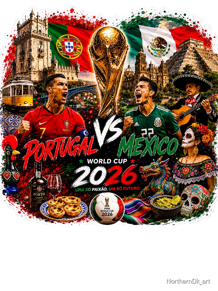 Portugal vs Mexico World Cup 2026 Football Sticker | Soccer Fan Design by NorthernDk_art