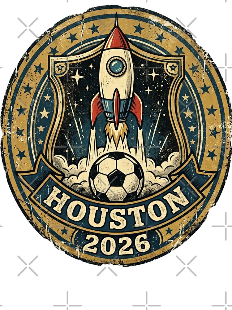 Houston 2026 World Cup Host City Vintage Football Badge — Rocket City Space Soccer Crest by BrickByDream