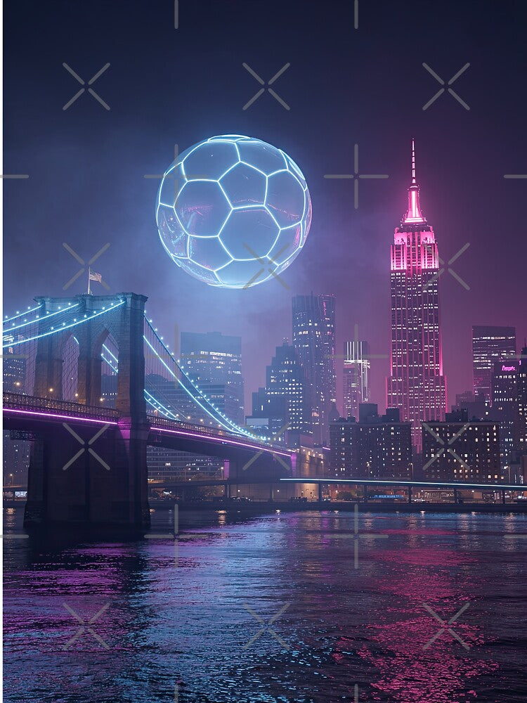 Futuristic Soccer Ball Over Cityscape New York  Host City for The World Cup by BrickByDream