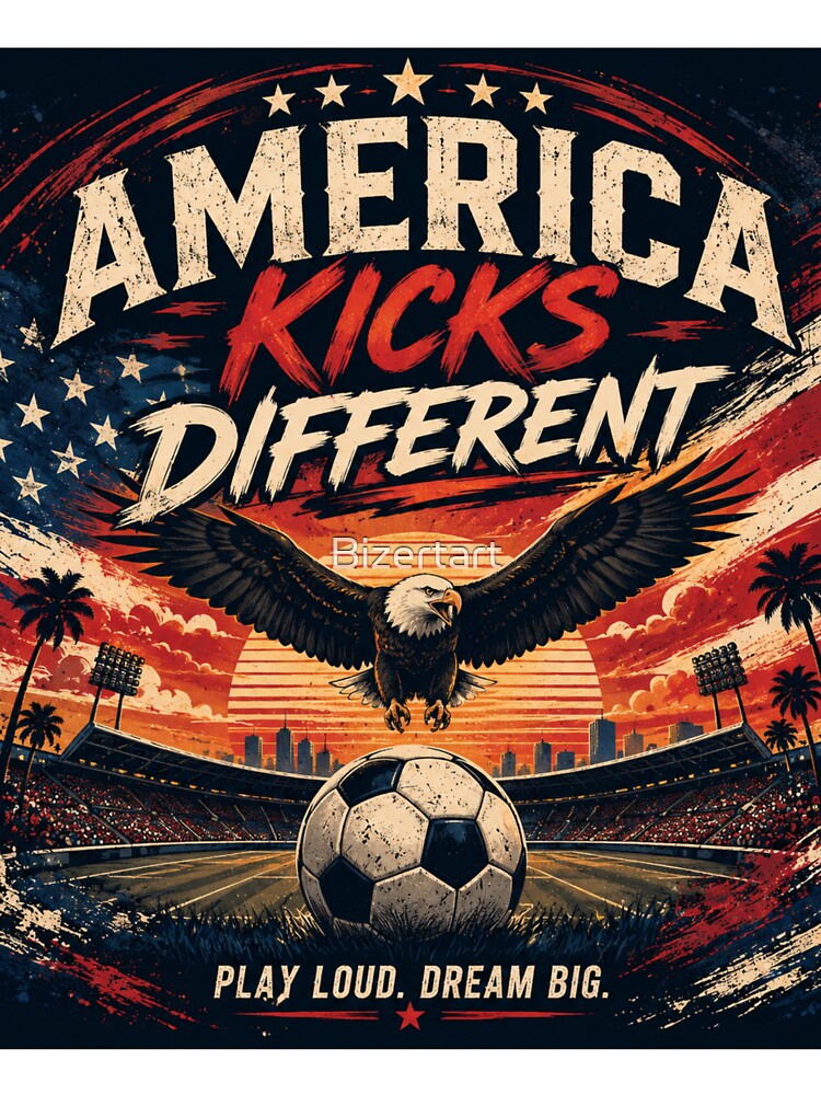 America Kicks Different – Vintage USA Soccer Eagle Retro Sports Poster by Bizertart