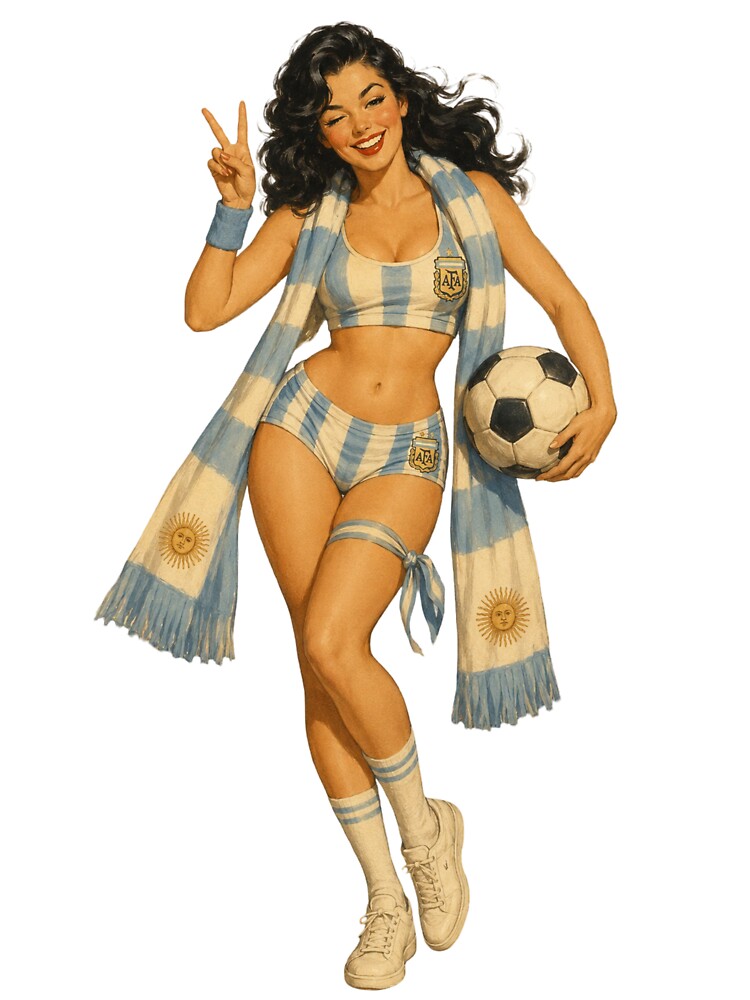 Vintage Football Fan Pinup – Retro Soccer Spirit Girl by Cosplayvintage