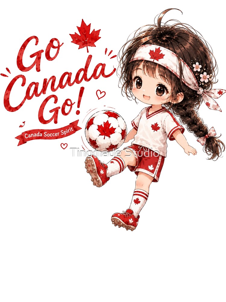 Go Canada Go! Cute Soccer Girl Tinia Fan Art  |  前進加拿大！Tinia 足球少女：2026溫哥華應援水彩插畫 by Tingmade Studio