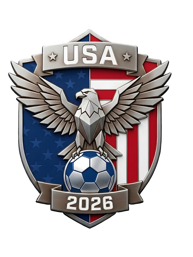 USA Soccer Eagle Crest 2026 World Cup Football Shield by laughingshirts
