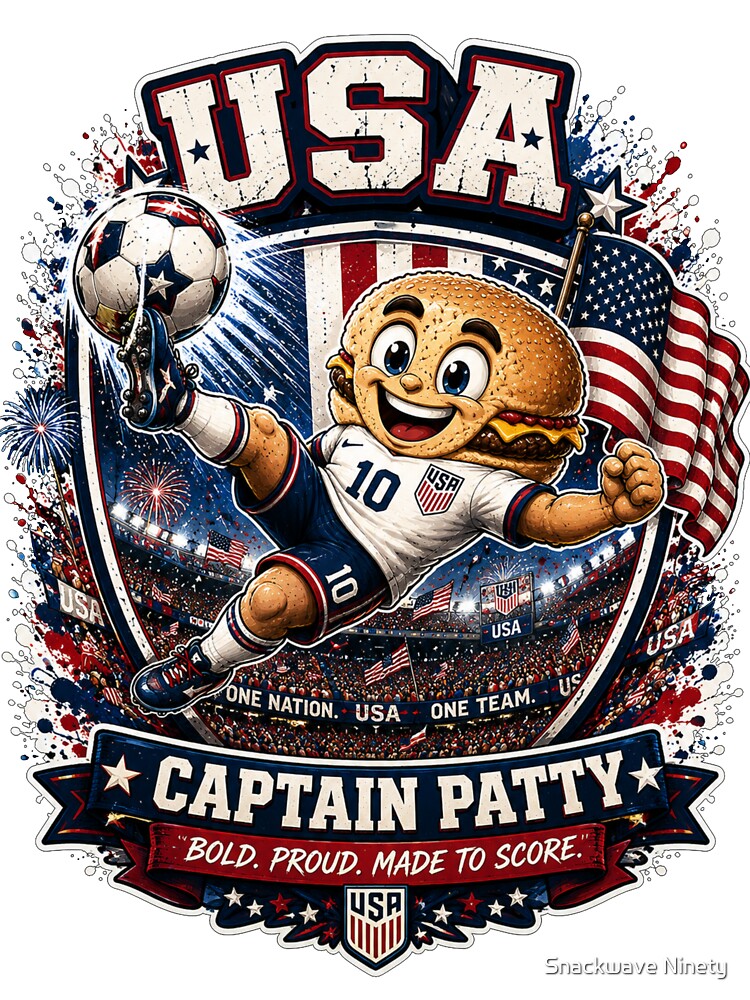USA Captain Patty Football Mascot Sticker | American Soccer Fan Design by Snackwave Ninety