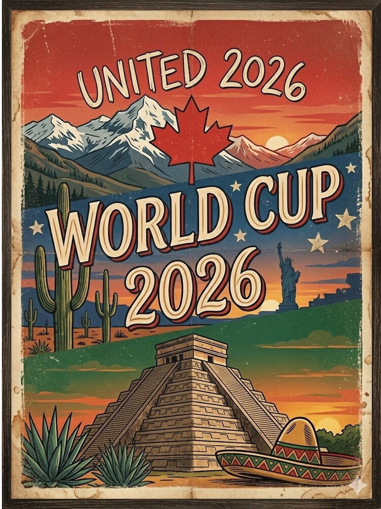 United 2026 World Cup – Vintage North America Soccer Poster by droidtech