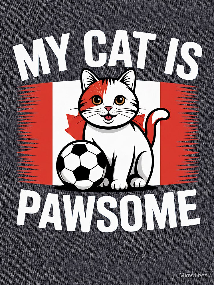 Cute Patriotic Soccer Cat Red Maple Leaf by MimsTees